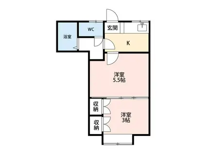 クレセントイグレックIII(2K/1階)の間取り写真