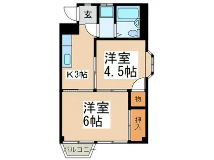 リバ-サイド鶴間(2K/3階)の間取り写真