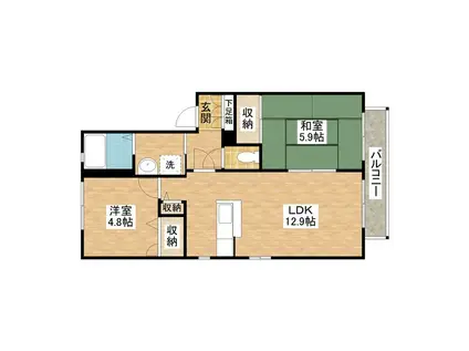 シャーメゾンフェブリエ(2LDK/2階)の間取り写真