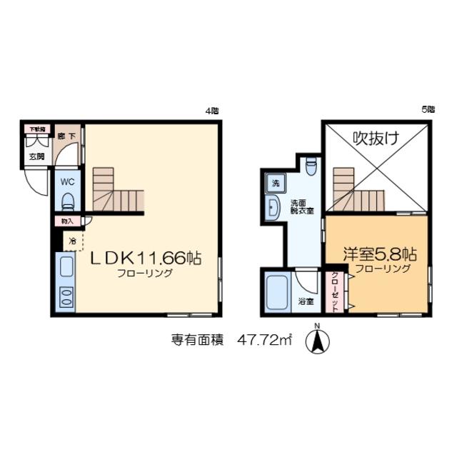 ブライト住吉(1LDK/4階)の間取り写真