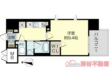 グラン長久茨木(1K/8階)の間取り写真