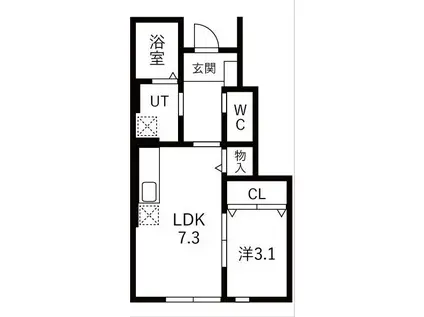 ブラストI(1LDK/1階)の間取り写真