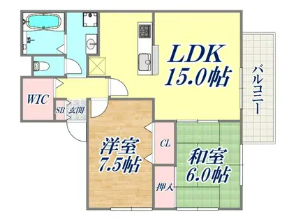 フォレスト谷上(2LDK/2階)の間取り写真