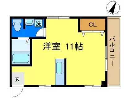 ハイツエバーグリーン(ワンルーム/4階)の間取り写真