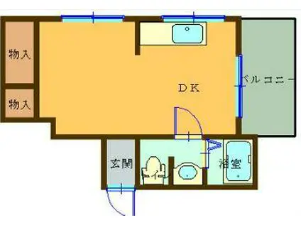 共栄桜町ハイツ(1DK/4階)の間取り写真