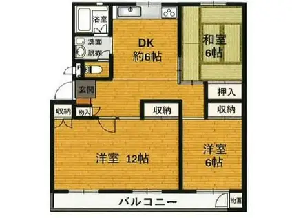 ローレルハイツ姫路田井(3DK/3階)の間取り写真