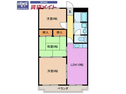 エクスクリエ桜橋(3LDK/2階)の間取り写真