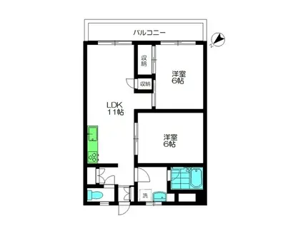 メゾン青葉台(2LDK/2階)の間取り写真