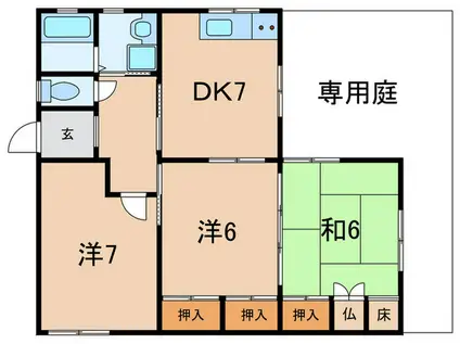 オリエントシティ仁川(3DK/1階)の間取り写真