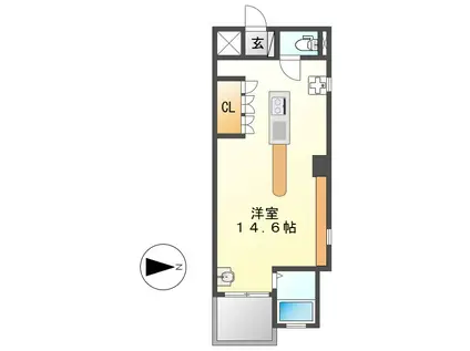 ジラールペルゴ(ワンルーム/3階)の間取り写真