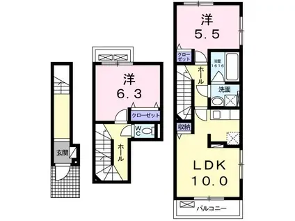 サージェ林I・A(2LDK/2階)の間取り写真