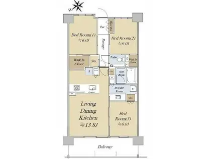 シティハウス吉祥寺北町(3LDK/4階)の間取り写真