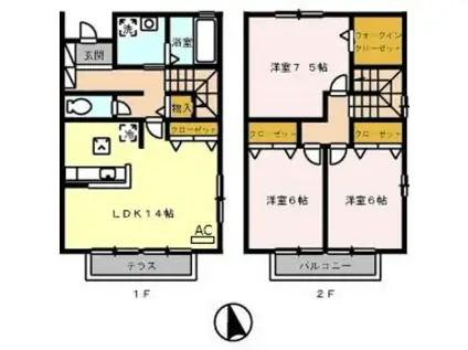 ハートポジションII(3LDK/1階)の間取り写真