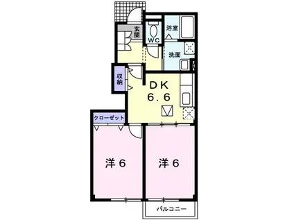 ボナジョルナータ(2DK/1階)の間取り写真
