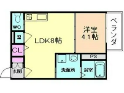 F ASECIA LEAND(1LDK/3階)の間取り写真