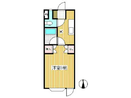 ルネ染谷(1K/1階)の間取り写真