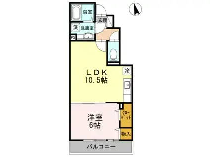 リヴェール等々力(1LDK/1階)の間取り写真