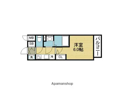 エスリード ザ・イーストレジデンス大阪城(1K/13階)の間取り写真