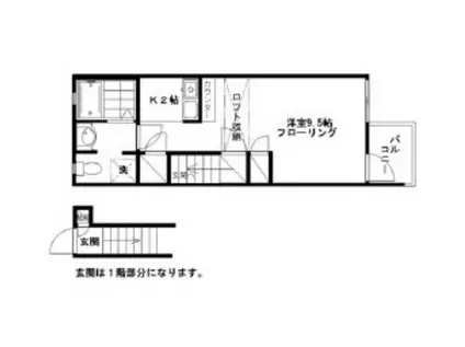 ブロッサムリッジ・ノースウィング(1K/2階)の間取り写真