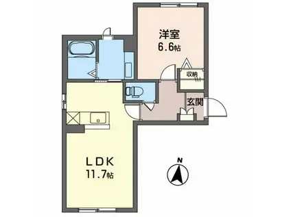 モンシャト―(1LDK/1階)の間取り写真