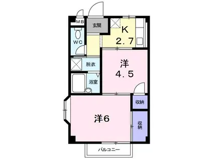 エルディムK(2K/2階)の間取り写真