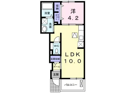 ミルト住吉II(1LDK/1階)の間取り写真