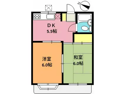 本郷ハイツ(2DK/1階)の間取り写真