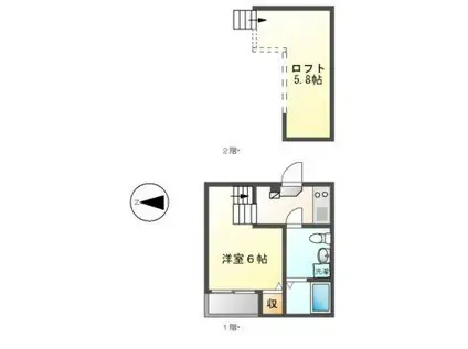 ハミングライフ新栄(1SK/2階)の間取り写真