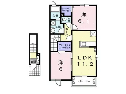 ソリジェA(2LDK/2階)の間取り写真