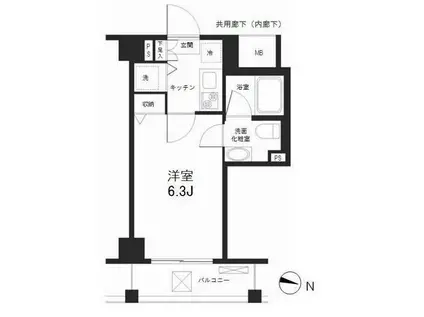 アーバンファースト神楽坂(1K/2階)の間取り写真