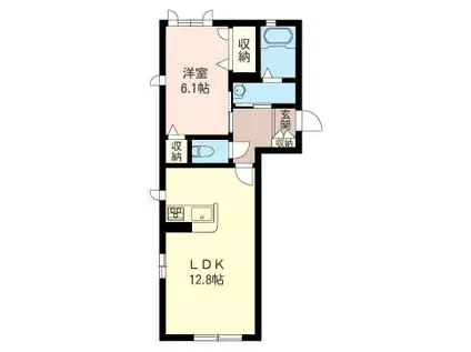 ハウスピーチェリー(1LDK/1階)の間取り写真