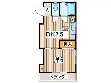 パイニィヴィレッジ(1DK/1階)の間取り写真