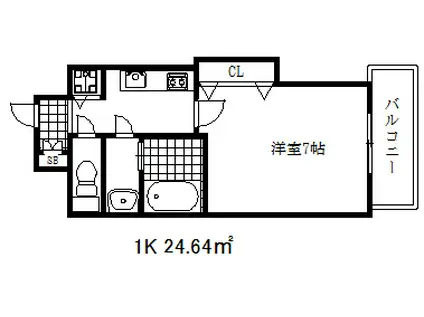 ラグゼ芦屋南(1K/2階)の間取り写真