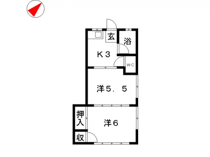 第三井上荘(2K/1階)の間取り写真