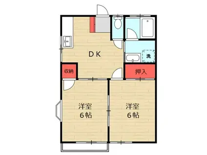 コーポベルヘルス(2DK/2階)の間取り写真