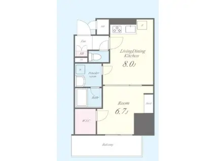 ラフィシア関内(1LDK/4階)の間取り写真