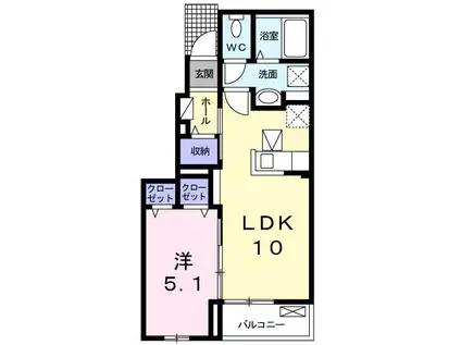 フランシャンブル(1LDK/1階)の間取り写真