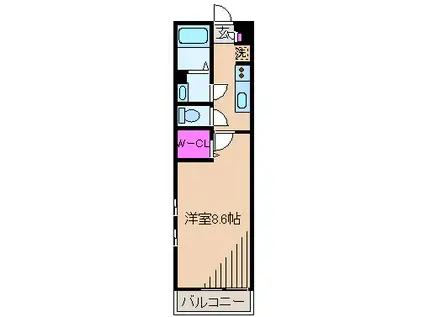 リブリ・市ノ坪(1K/2階)の間取り写真