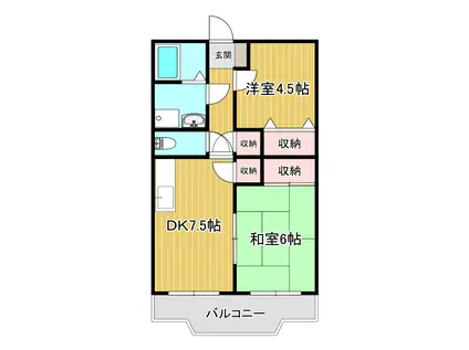 メリア・シエスタ(2DK/1階)の間取り写真