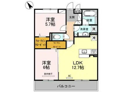 マジェスティ サザンI棟(2LDK/3階)の間取り写真