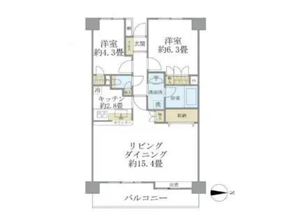 藤和シティホームズ清澄庭園(2LDK/5階)の間取り写真