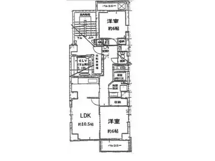 ウイスタリアミュウズ(2LDK/3階)の間取り写真