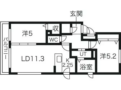 ラグナベルデ山の手(2LDK/2階)の間取り写真