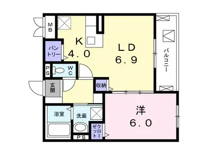 メゾン・レジュイット(1LDK/1階)の間取り写真