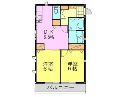 グリュック(2DK/1階)の間取り写真