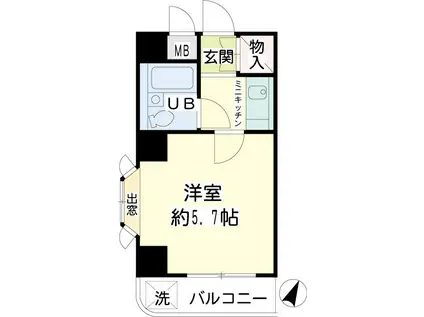 プラザ川崎NO.2(1K/2階)の間取り写真
