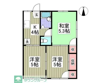 コーポたちばなB(3SDK/1階)の間取り写真