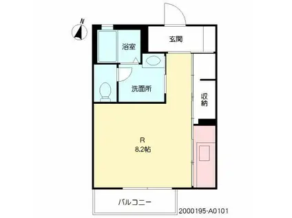 クラヴィエ黒髪(ワンルーム/1階)の間取り写真