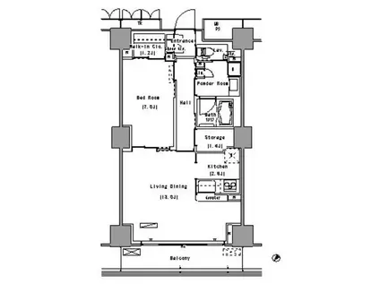 PARK AXIS 豊洲(1LDK/4階)の間取り写真