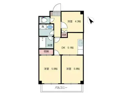 リッツプラザ(3DK/5階)の間取り写真